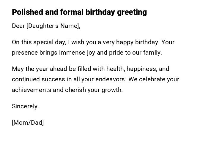 Polished and formal birthday greeting