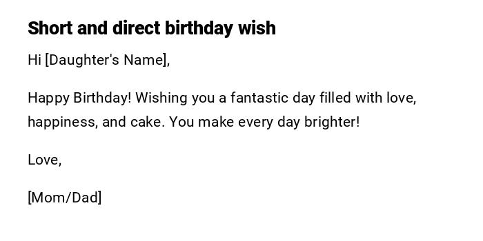 Short and direct birthday wish