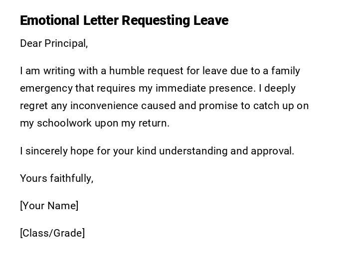 Emotional Letter Requesting Leave Emotional Letter Requesting Leave