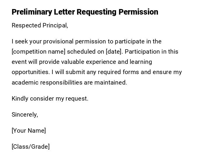 Preliminary Letter Requesting Permission Preliminary Letter Requesting Permission