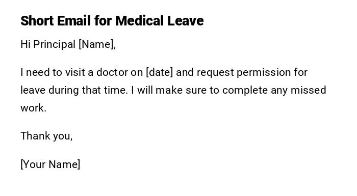Short Email for Medical Leave Short Email for Medical Leave
