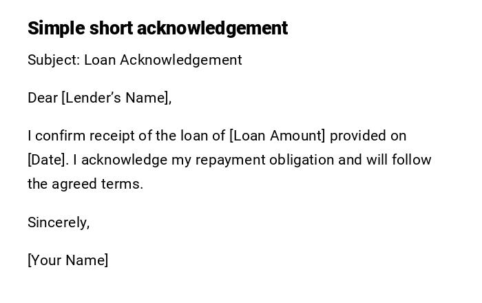 Simple short acknowledgement Simple short acknowledgement