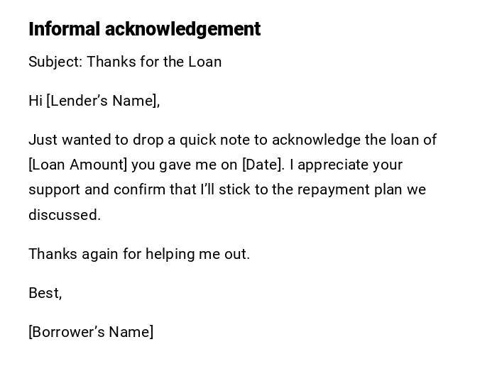 Informal acknowledgement Informal acknowledgement