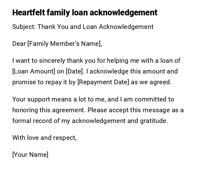 Heartfelt family loan acknowledgement Heartfelt family loan acknowledgement