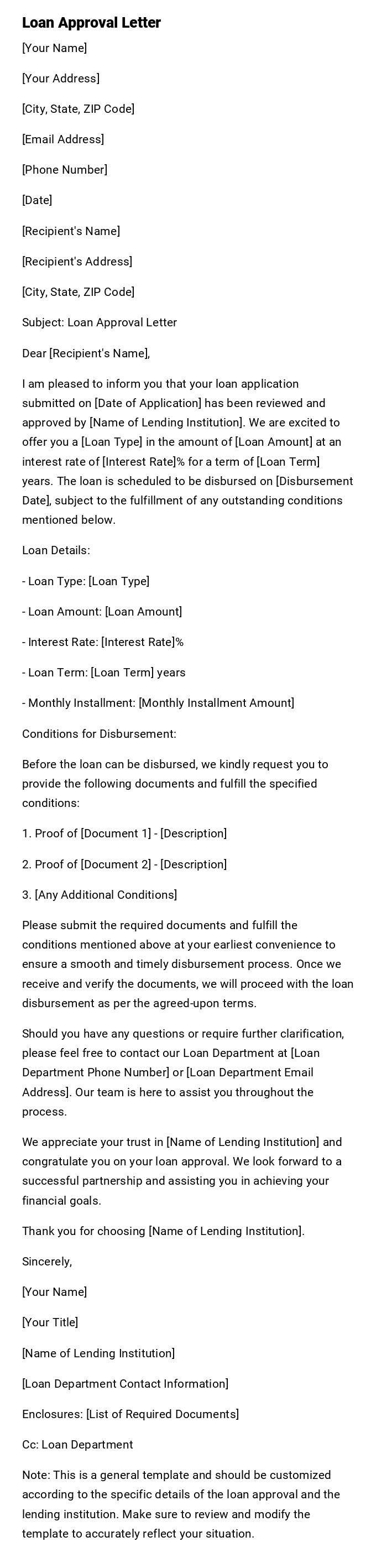 Loan Approval Letter