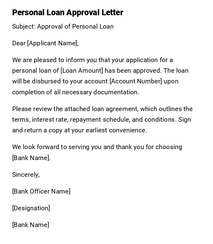 Personal Loan Approval Letter Personal Loan Approval Letter