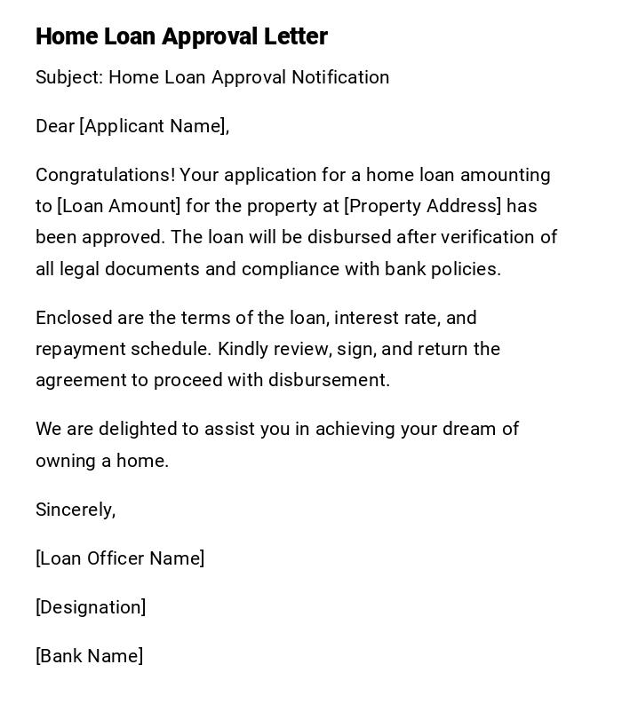Home Loan Approval Letter Home Loan Approval Letter