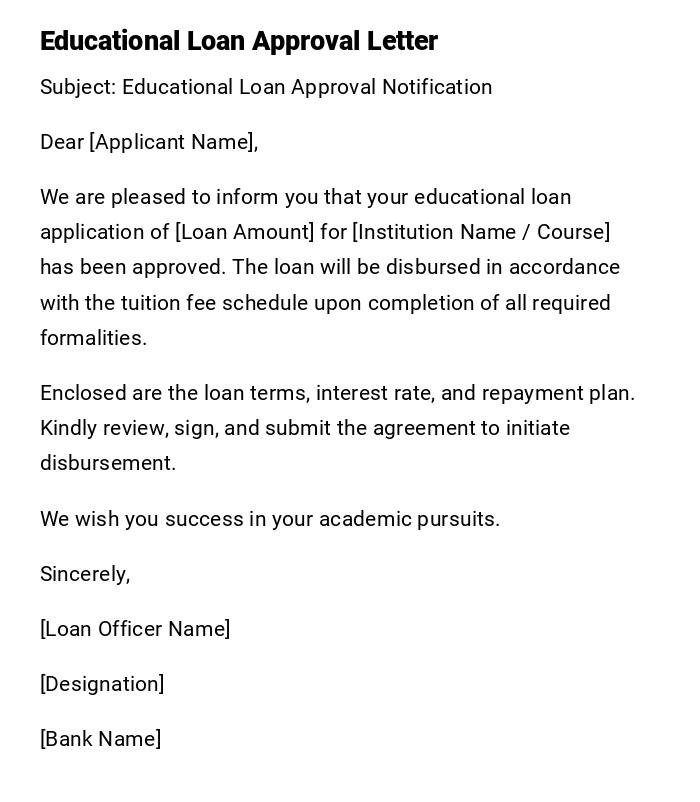 Educational Loan Approval Letter Educational Loan Approval Letter