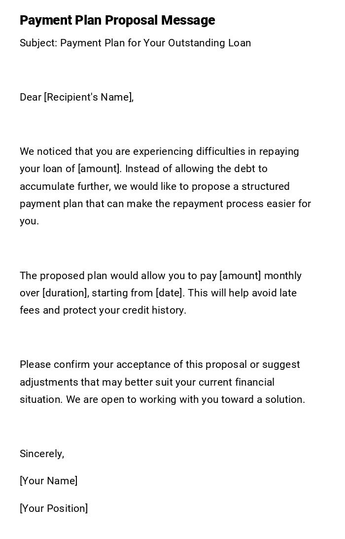 Payment Plan Proposal Message