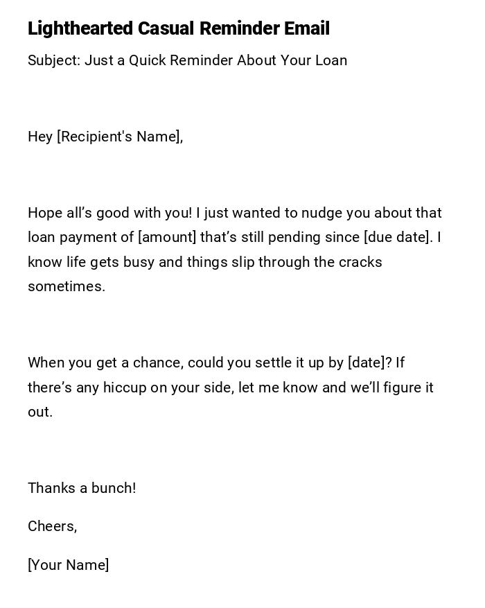 Lighthearted Casual Reminder Email