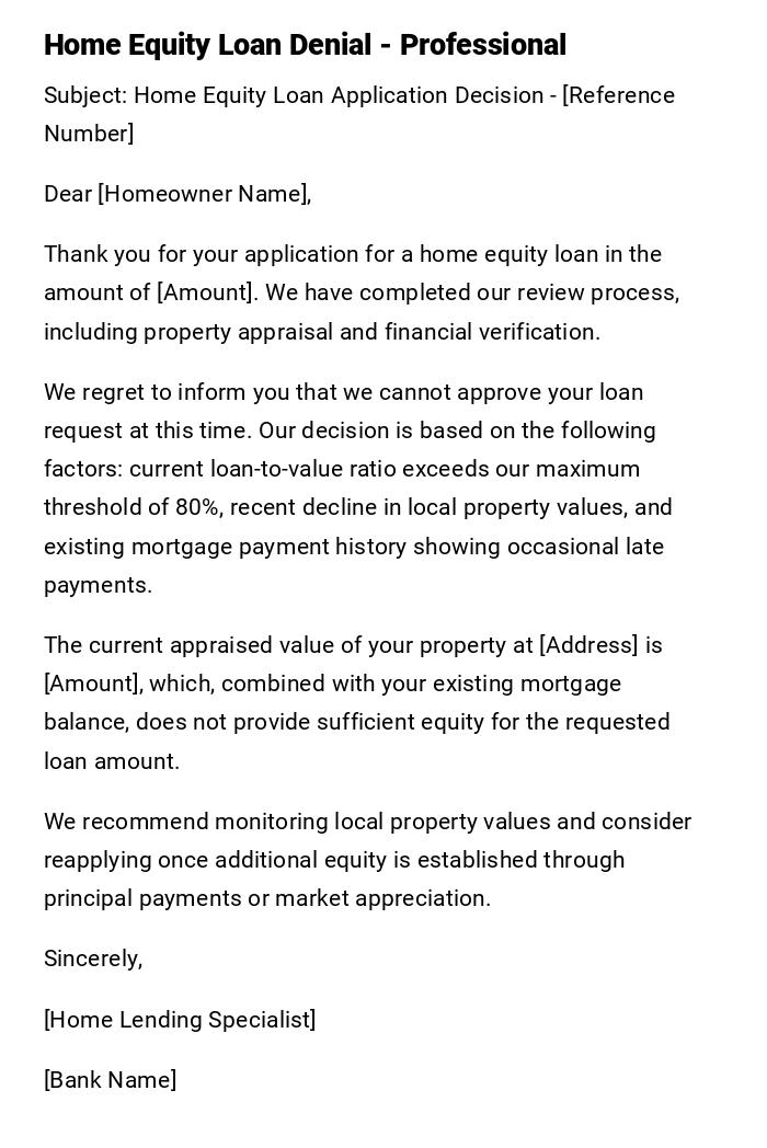 Home Equity Loan Denial - Professional Home Equity Loan Denial - Professional