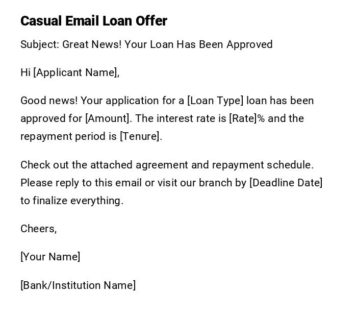 Casual Email Loan Offer Casual Email Loan Offer