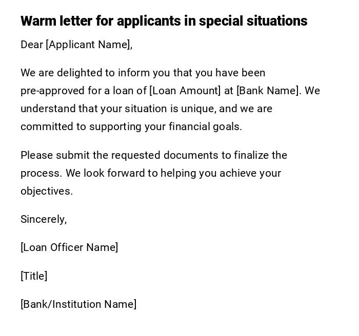 Warm letter for applicants in special situations Warm letter for applicants in special situations