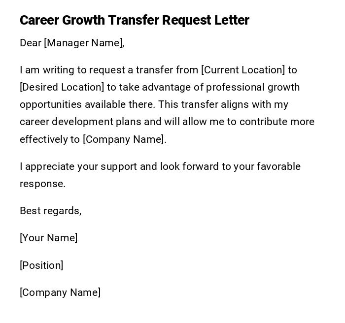 Career Growth Transfer Request Letter Career Growth Transfer Request Letter
