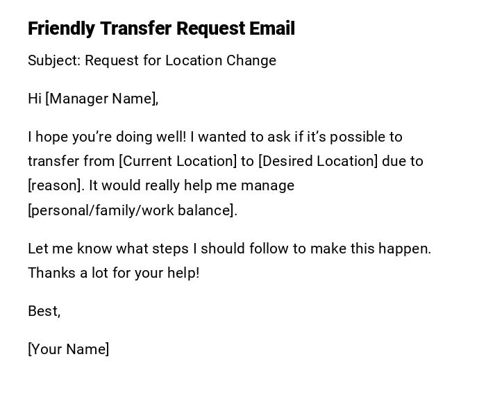 Friendly Transfer Request Email Friendly Transfer Request Email
