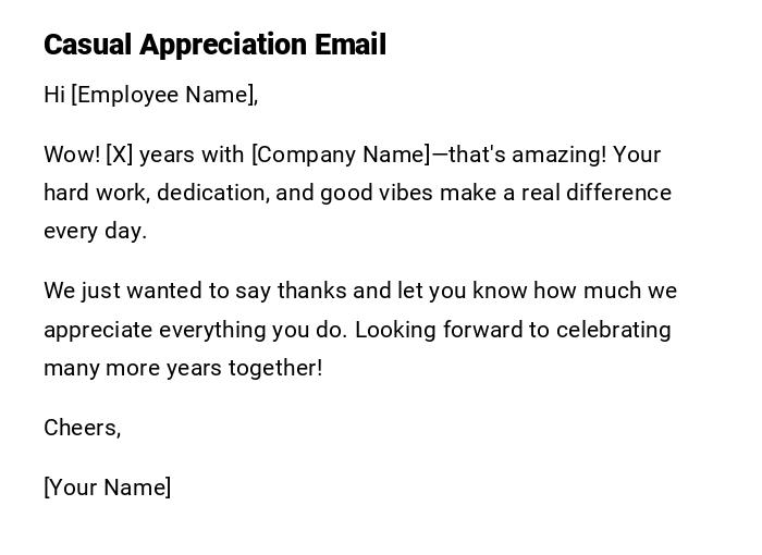 Casual Appreciation Email Casual Appreciation Email