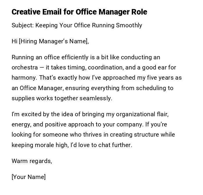 Creative Email for Office Manager Role