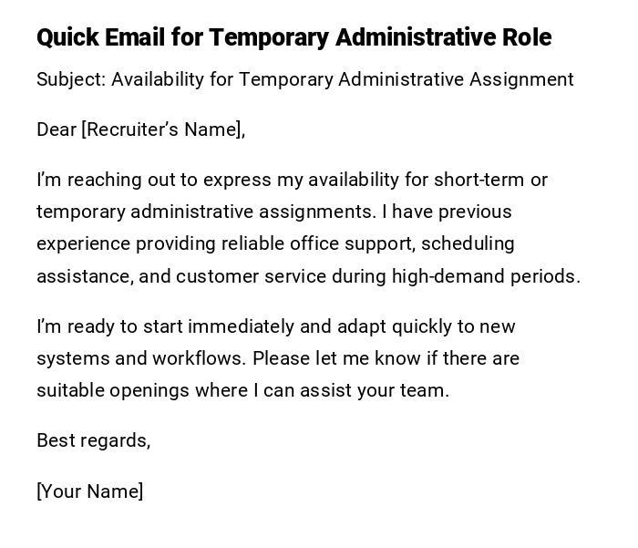 Quick Email for Temporary Administrative Role