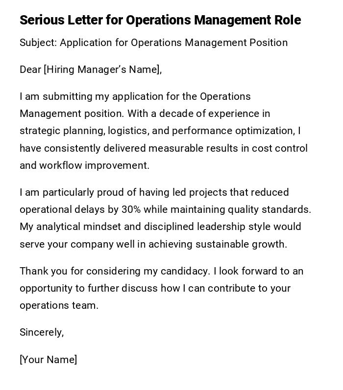 Serious Letter for Operations Management Role