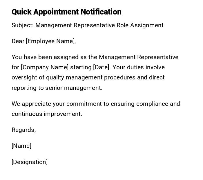 Quick Appointment Notification Quick Appointment Notification