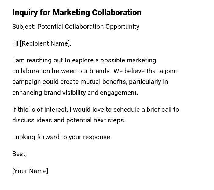 Inquiry for Marketing Collaboration Inquiry for Marketing Collaboration
