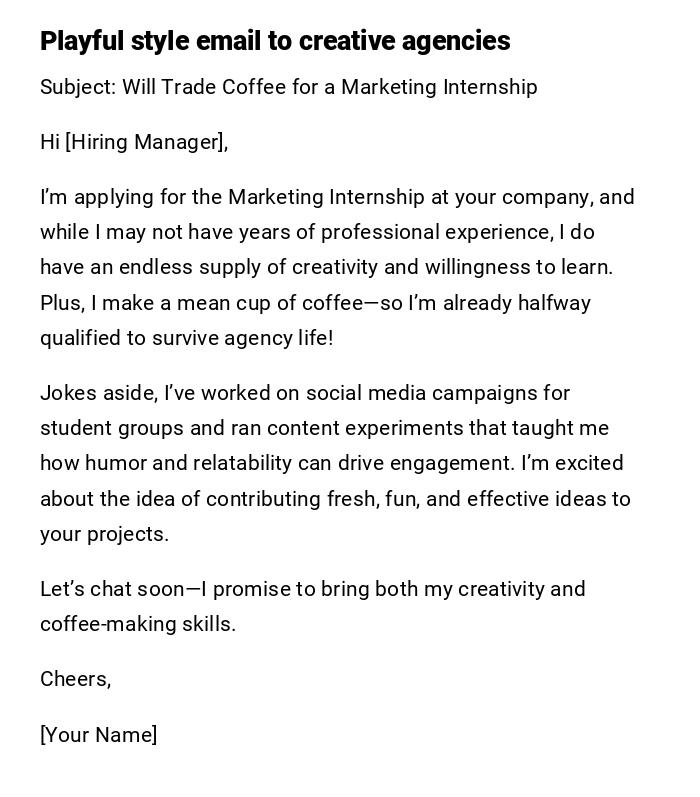 Playful style email to creative agencies Playful style email to creative agencies