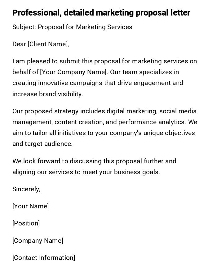 Professional, detailed marketing proposal letter Professional, detailed marketing proposal letter