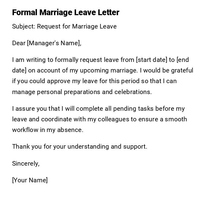 Formal Marriage Leave Letter Formal Marriage Leave Letter