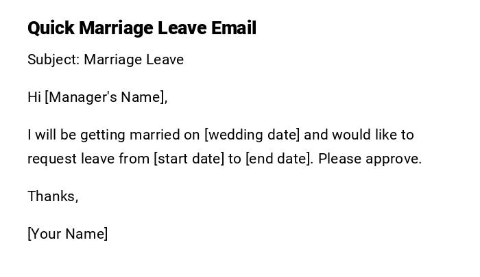 Quick Marriage Leave Email Quick Marriage Leave Email
