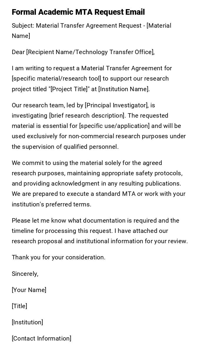 Formal Academic MTA Request Email Formal Academic MTA Request Email