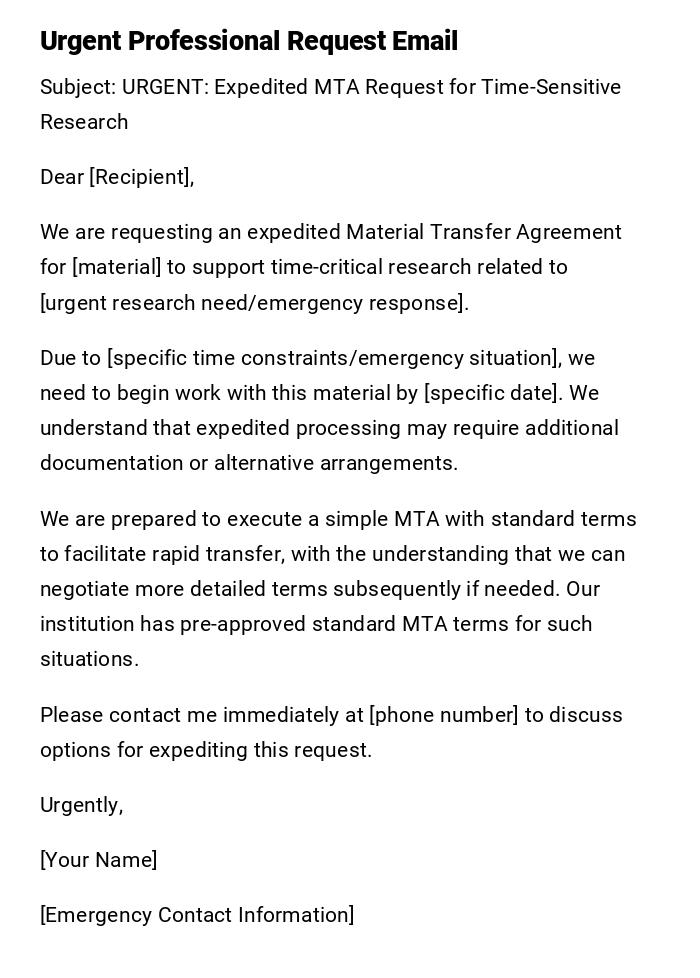 Urgent Professional Request Email Urgent Professional Request Email