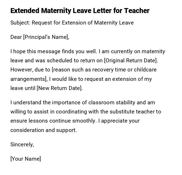 Extended Maternity Leave Letter for Teacher Extended Maternity Leave Letter for Teacher