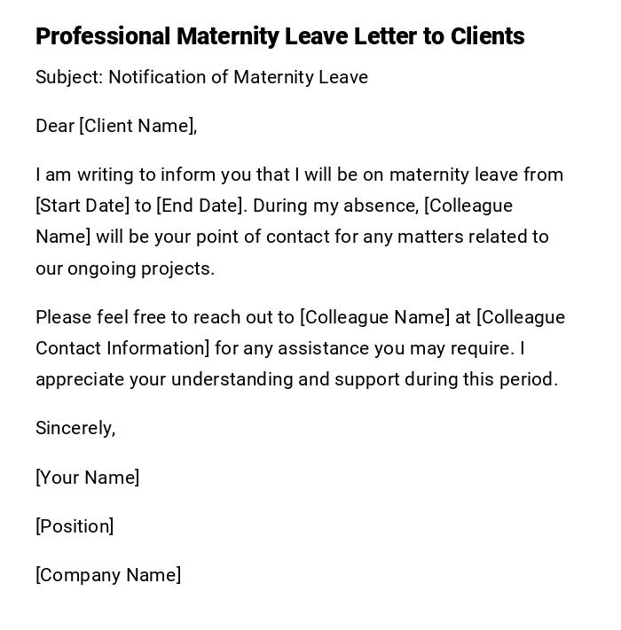 Professional Maternity Leave Letter to Clients Professional Maternity Leave Letter to Clients