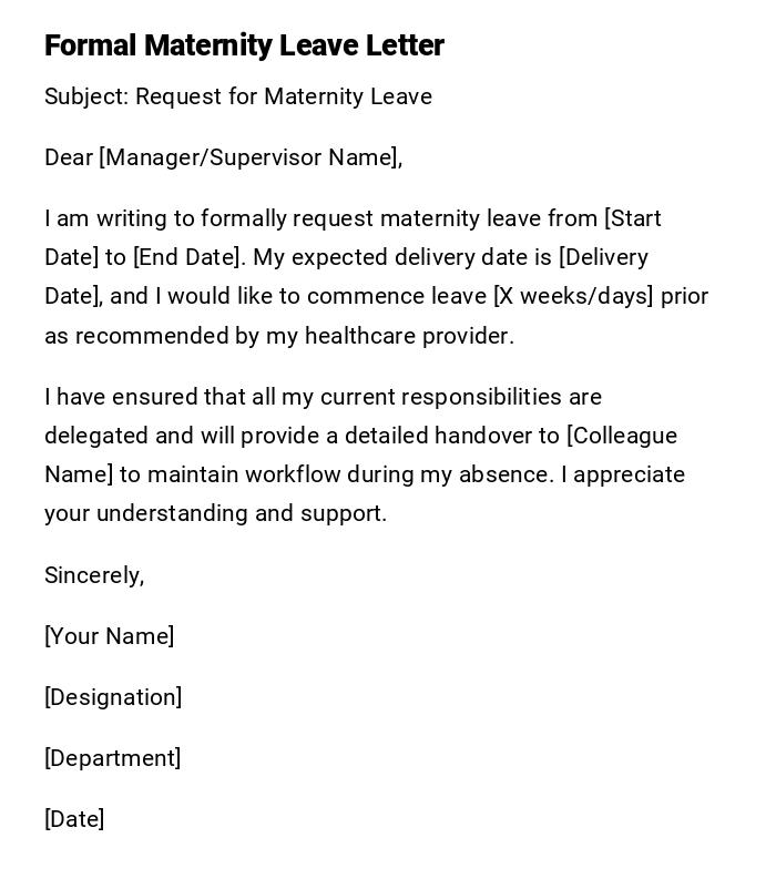 Formal Maternity Leave Letter