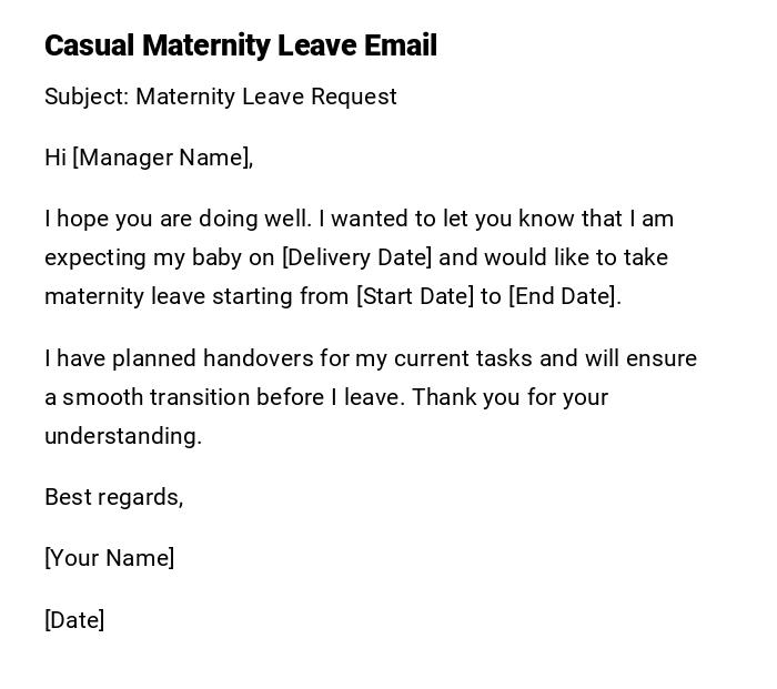 Casual Maternity Leave Email