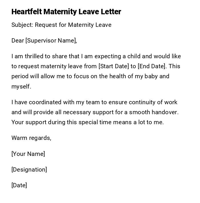 Heartfelt Maternity Leave Letter