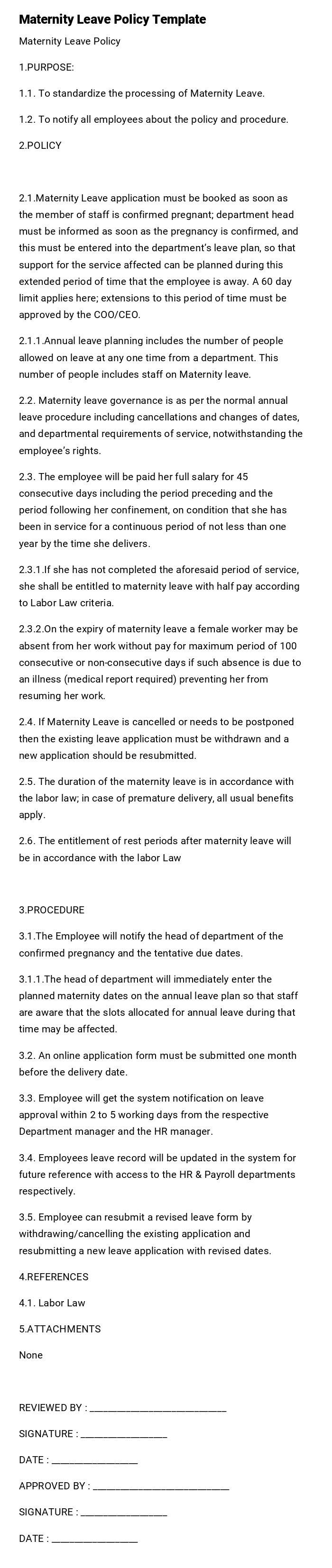 Maternity Leave Policy Template Maternity Leave Policy Template