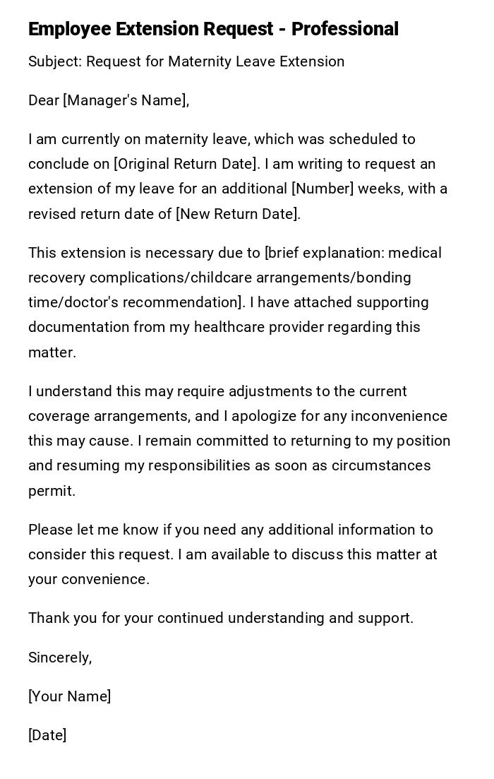Employee Extension Request - Professional Employee Extension Request - Professional
