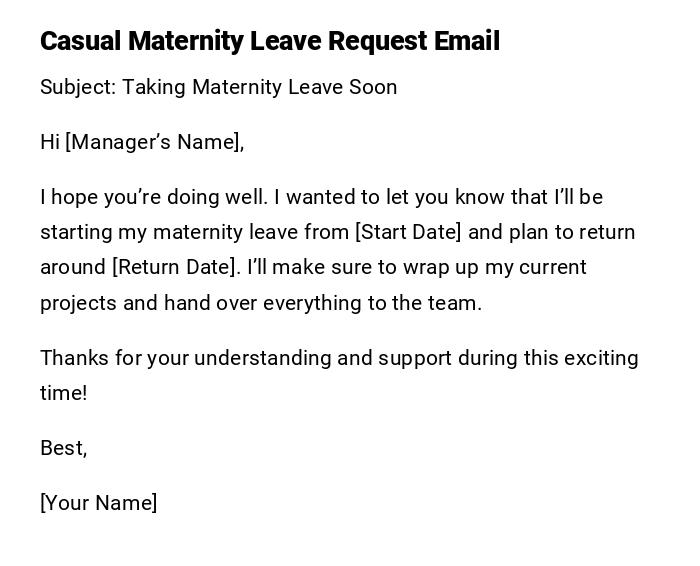 Casual Maternity Leave Request Email Casual Maternity Leave Request Email