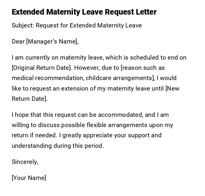 Extended Maternity Leave Request Letter Extended Maternity Leave Request Letter