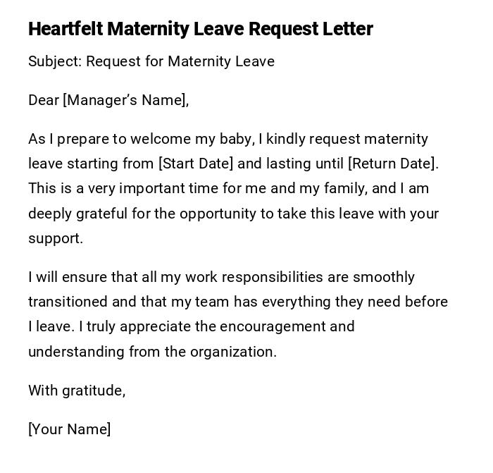 Heartfelt Maternity Leave Request Letter Heartfelt Maternity Leave Request Letter