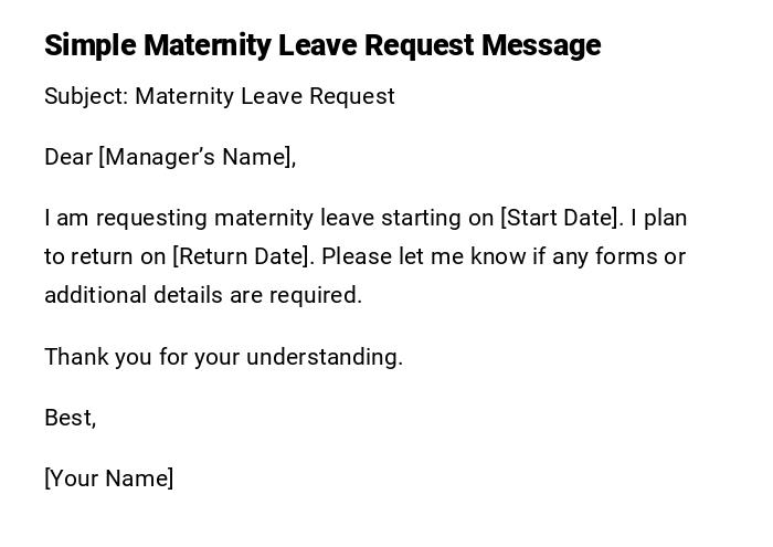Simple Maternity Leave Request Message Simple Maternity Leave Request Message