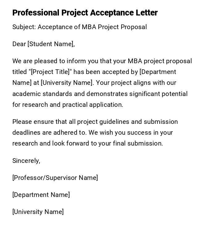 Professional Project Acceptance Letter Professional Project Acceptance Letter