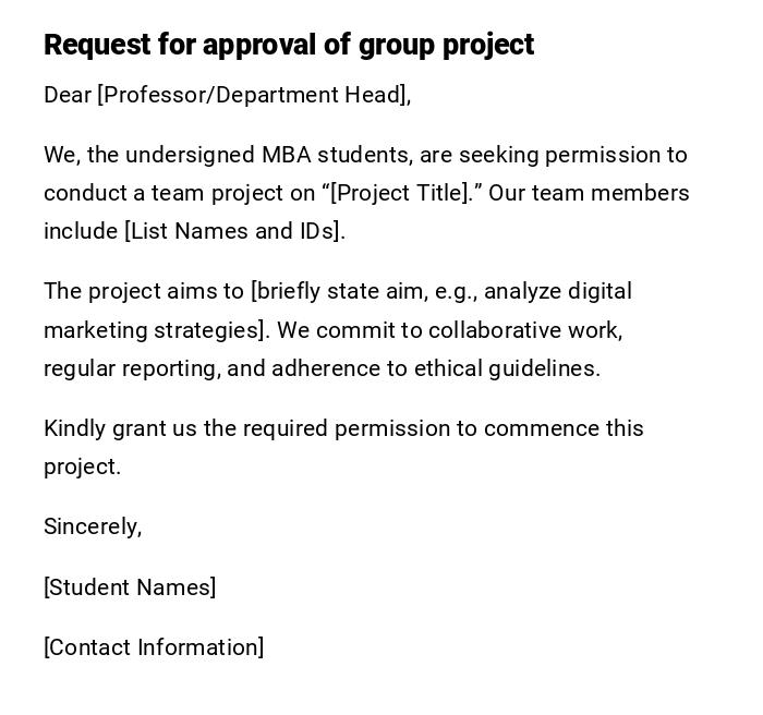 Request for approval of group project Request for approval of group project