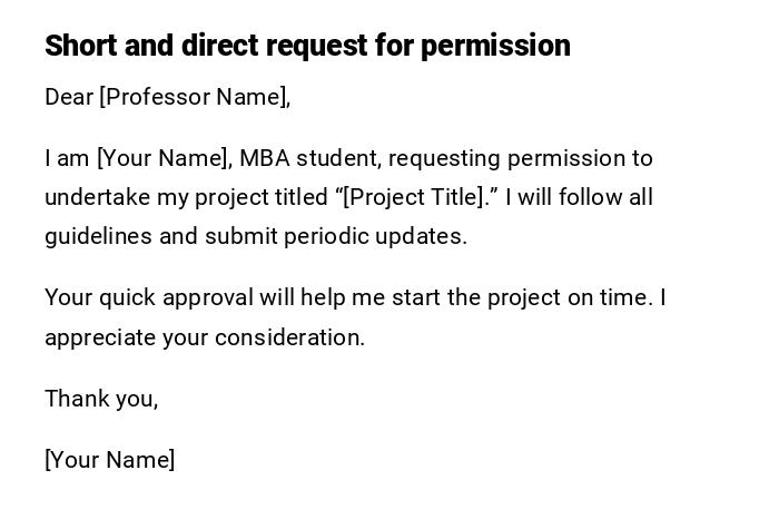 Short and direct request for permission Short and direct request for permission