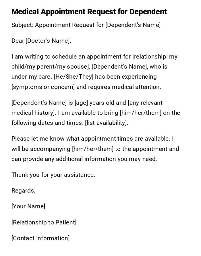 Medical Appointment Request for Dependent Medical Appointment Request for Dependent
