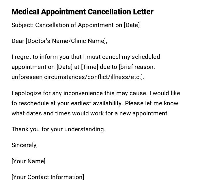 Medical Appointment Cancellation Letter Medical Appointment Cancellation Letter