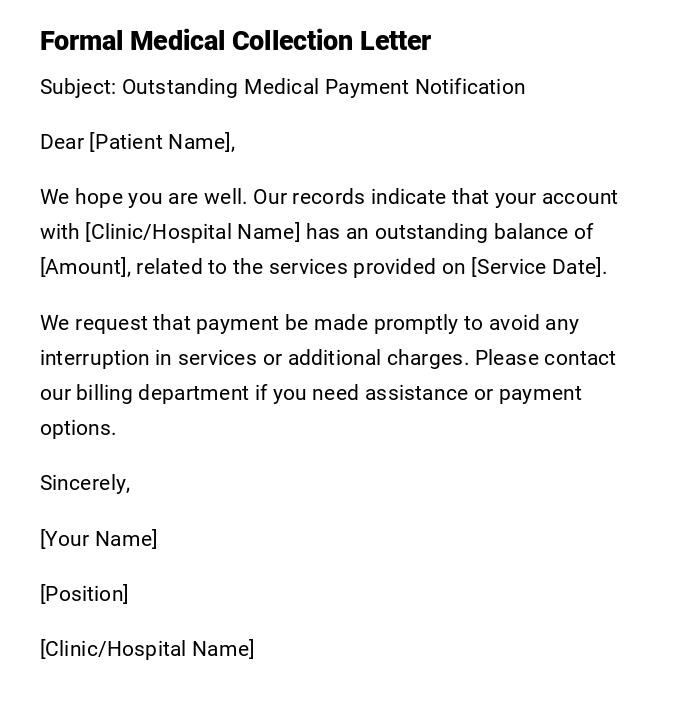 Formal Medical Collection Letter