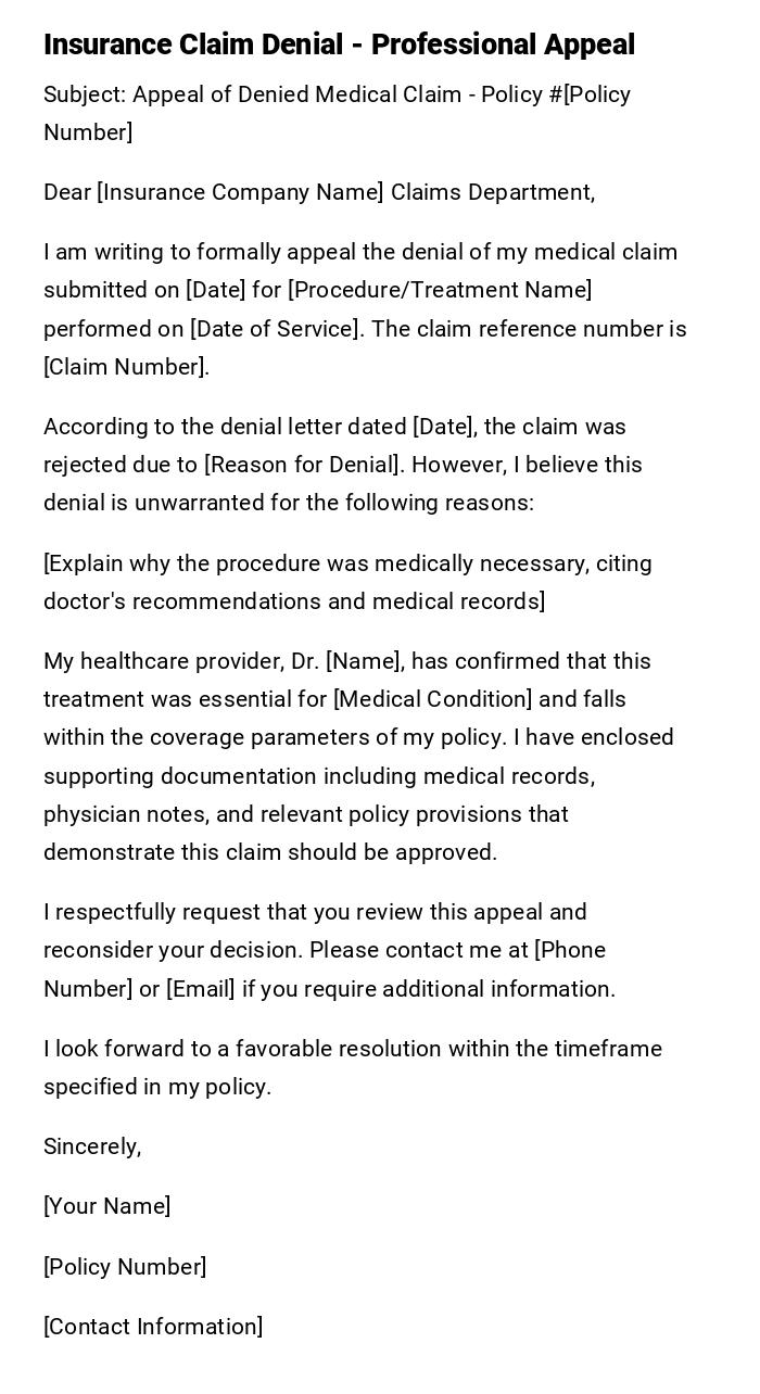 Insurance Claim Denial - Professional Appeal Insurance Claim Denial - Professional Appeal