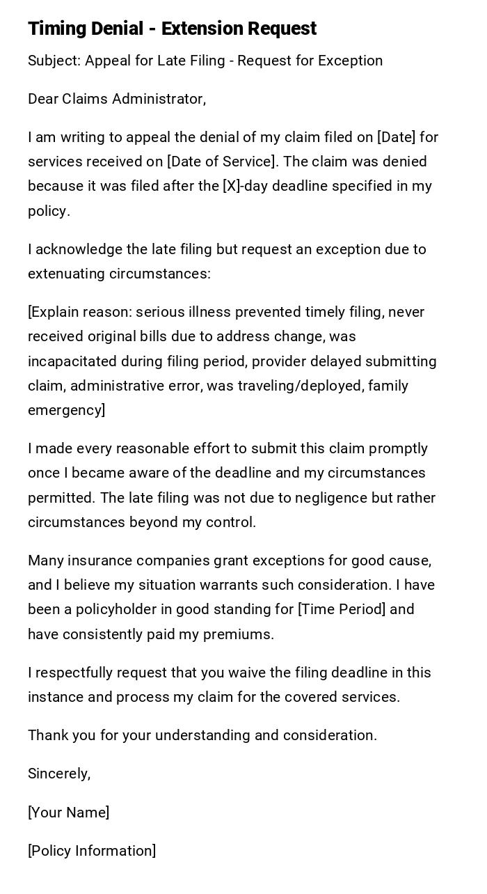 Timing Denial - Extension Request Timing Denial - Extension Request